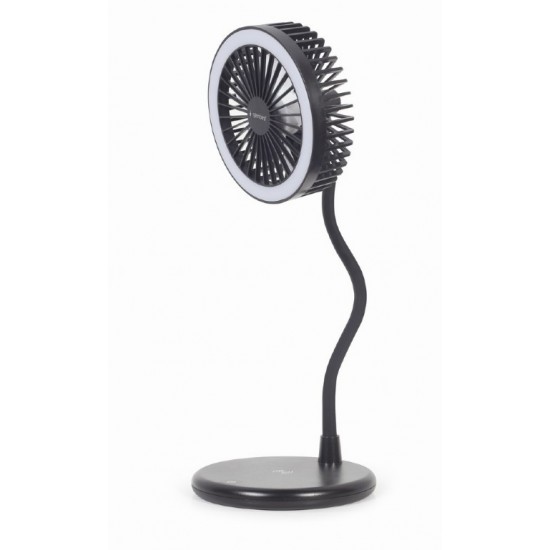 Gembird Desktop Fan with LED Lamp and Wireless Charger