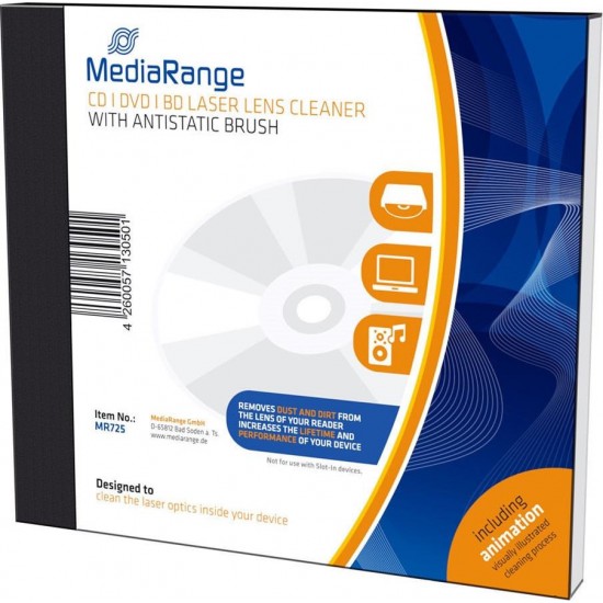 MediaRange CD/DVD/BD Laser Lens Cleaner With antistatic brush (MR725)