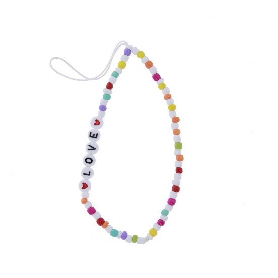 OEM Love and Beads Lanyard Strap Λουράκι Καρπού Για Κινητά Multicolor