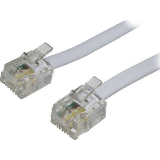 POWERTECH Cable RJ11 6P4C 2M White (CAB-T002)