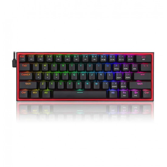 Redragon K617 FIZZ Gaming Μηχανικό Πληκτρολόγιο 60% με Custom Red διακόπτες και RGB φωτισμό (Αγγλικό US)