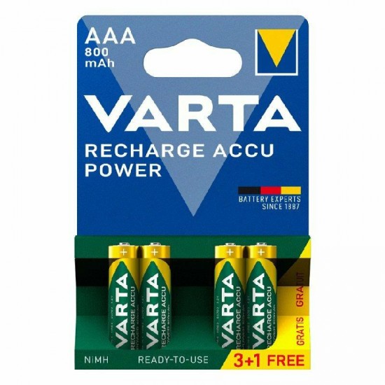 Varta Longlife Accu Επαναφορτιζόμενες Μπαταρίες AAA Ni-MH 800mAh 1.2V 4τμχ