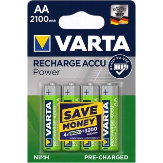 Varta Recharge Accu Power Επαναφορτιζόμενες Μπαταρίες AA 2100mAh (4τμχ)